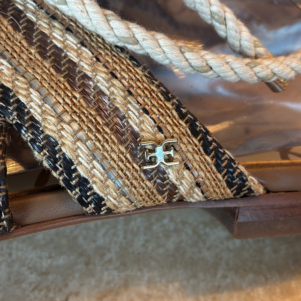 SAM EDELMAN Stylish woven jute flats, tan/brown, rope ankle ties. 7.5 - Picture 12 of 15